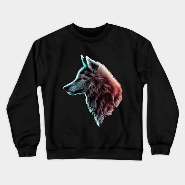 Majestic Wilderness: Intricate Wolf Head Silhouette 2 Crewneck Sweatshirt by Stupid Coffee Designs